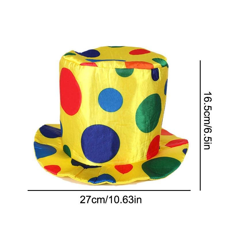 Colorful Clown Headdress Yellow Colored Dots Bow Headwear Circus Performance Props Funny Joker Hats Makeup Party Decorations