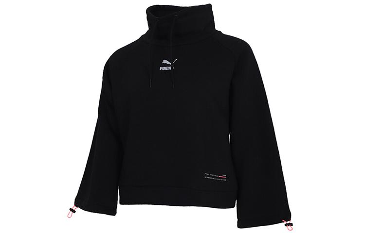 PUMA Sweatshirts Women s Black Stand Collar Moderate Regular 530299-01 XS