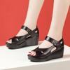 New Summer Thick Sole Open-Toe One-Strap Cutout Roman Wedge Sandals for Mid-Aged & Elderly Mothers