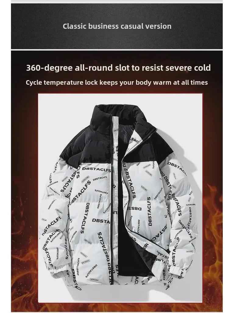Unisex Large Cotton Jackets: Matching Styles for Adults & Teens, Fashionable with Stand-Up Collars, Loose Fit for Men.