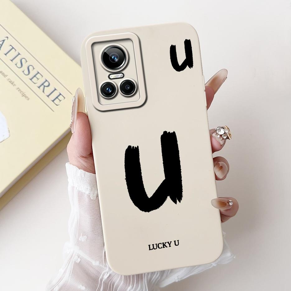 For Realme GT Neo 3 150W Case RMX3563 Cute Lucky Letters Cover Soft TPU Phone Case For Realme GT Neo3 80W GTNeo3 Back Cover Bags