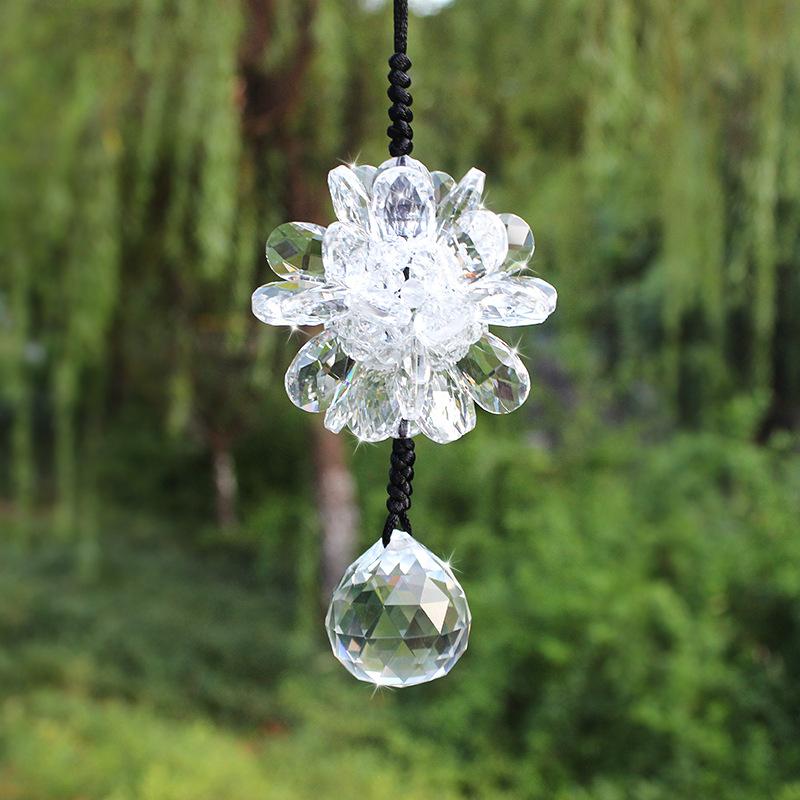 Kryształowa Peonia Pływająca Ozdoba Wysokiej Klasy Kreatywna Ręcznie Tkana Wnętrze Samochodu Zawieszka do Samochodu