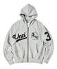 Untitled Seoul Unicorn Varsity Emblem Zip-Up Hoodie Gray