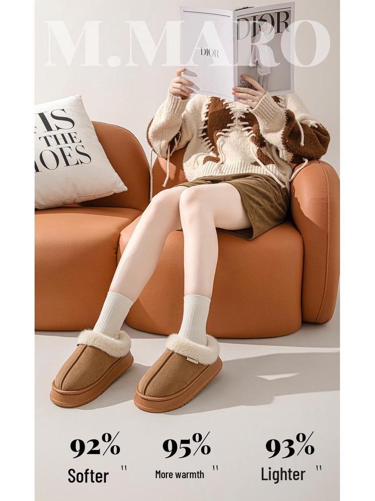 2024 Women's Suede Cotton Slippers: Non-Slip, Indoor/Outdoor Use, Fashionable for Autumn/Winter.