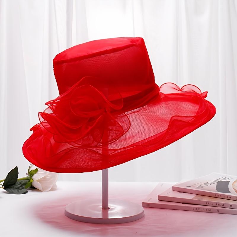 Hat Women s Mesh Foldable Sun Hat Spring Summer British Style Wide Brim Hat with Bow 1pc