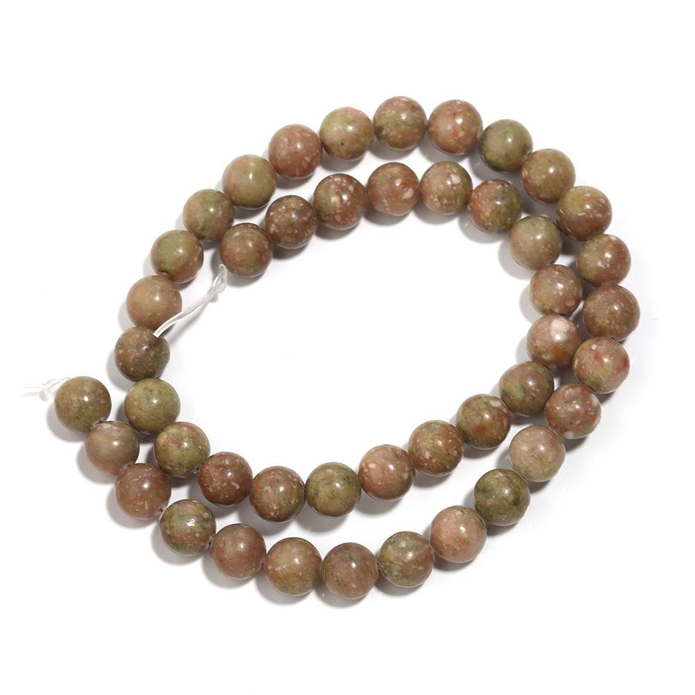 Contas de pedra soltas redondas de pedra unakita 15" encantos para fazer joias 4 6 8 10 12 mm acessórios de moda faça você mesmo