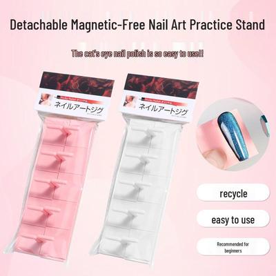 Japanischer Stil Abnehmbarer Maniküre-Spitzen-Display-Ständer für Salon, Tragbare Nägel, Nicht-Magnetischer Halter mit Basis