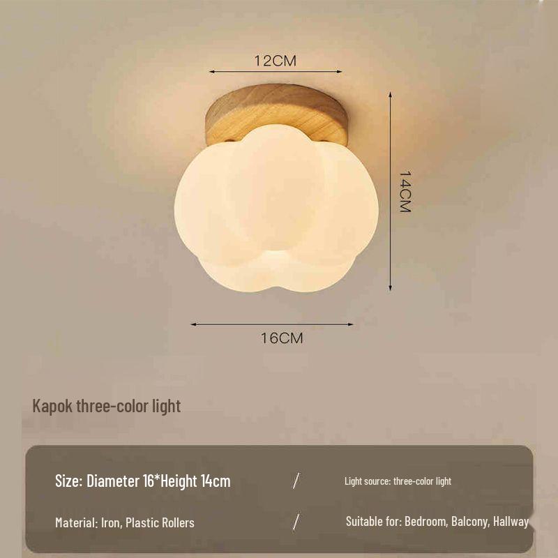 French Retro Ceiling Light with Chinese Corridor Style, Pumpkin-Shaped for Balcony and Entrance Hall