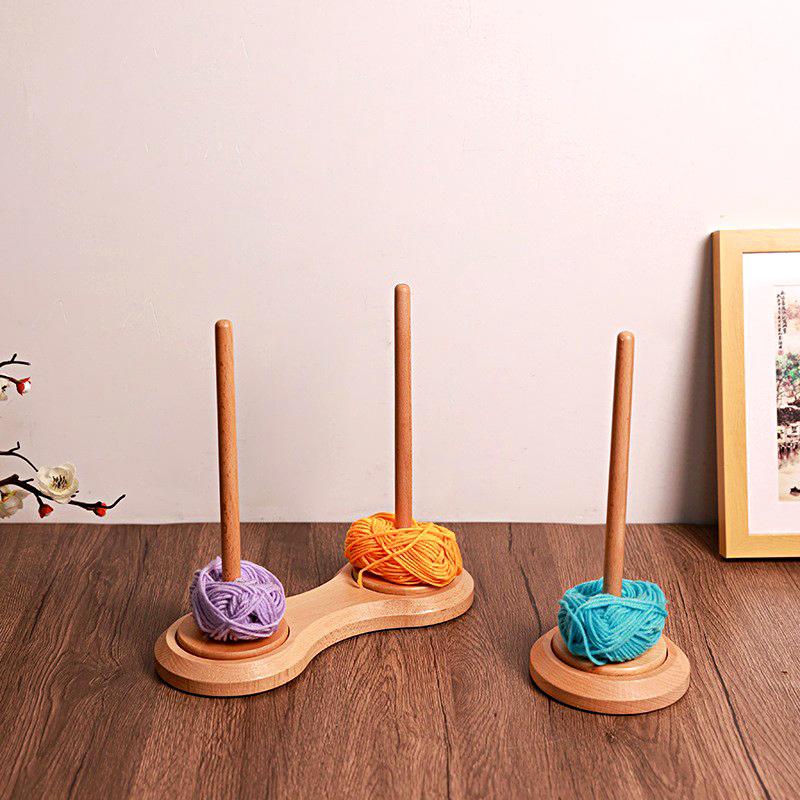 1PC Hochwertige Aufbewahrungswicklung aus Holz, langlebige Einzel-/Doppelspule, drehbare Spinnrolle, Strickwerkzeuge, Rollenhalter, Spender