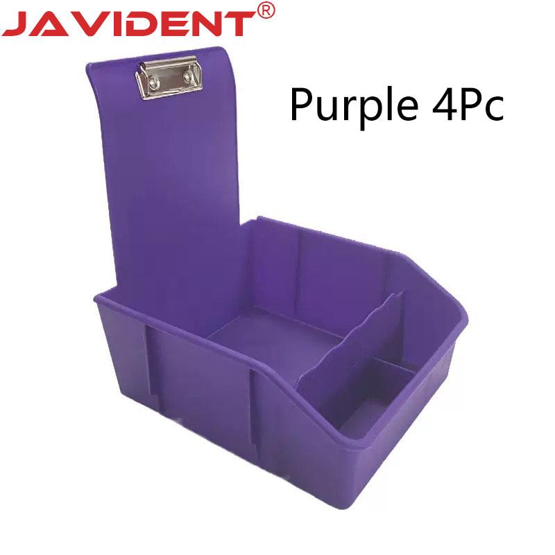 4Pc Dental Extra-Large Transfer Box Laboratory Divided Work Tray Colored Plastic Model Transfer Box Metal Clip Storage Box