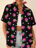 Love printed short-sleeved shirt women's summer loose casual lapel shirt retro niche top