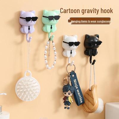 Creative Cat Cartoon Wall-Mounted Hooks for Bathroom and Home