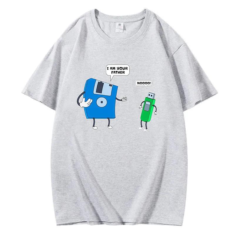 

Floppy Disk Graphic Mens Tee Father Son Floppy Disk Engineer Graphic Short Sleeve Casual Cotton Crew Neck TShirt for Men 4XL