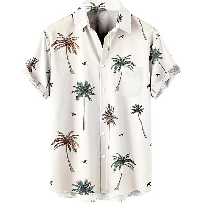 2026 Men's Hawaiian Beach Short Sleeve Turn-down Collar Shirt