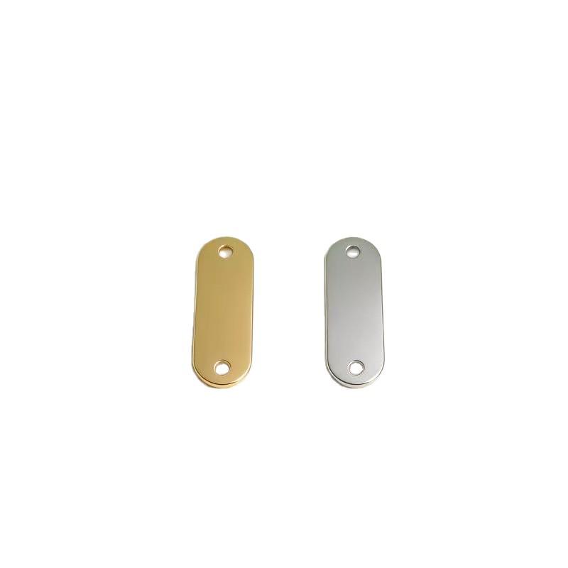 Stainless Steel Oval Pendant: Double Hole Small Titanium Jewelry Decoration