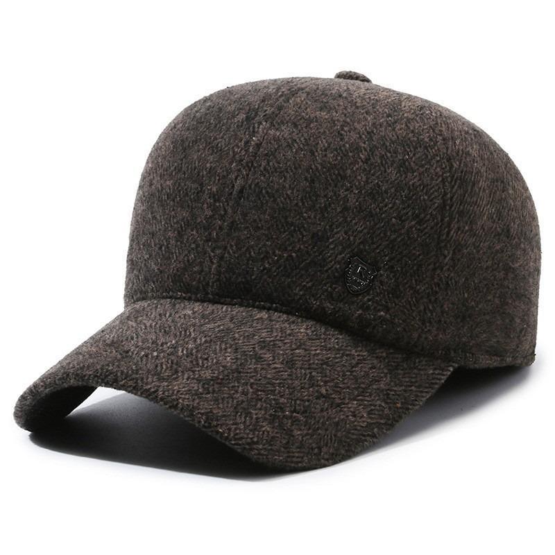 Hat Men's Beret Autumn and Winter New Woolen Ear Protector Peaked Cap Fleece Warm Cotton Hat Forward Hat