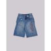 DRIPX Jorts de Mezclilla con Estampado de Letras Vintage para Mujer Negro Gótico Y2k Holgados Jorts de Mezclilla Retro Hip Hop Grunge Pierna Ancha Pantalones Cortos de Mezclilla Streetwear