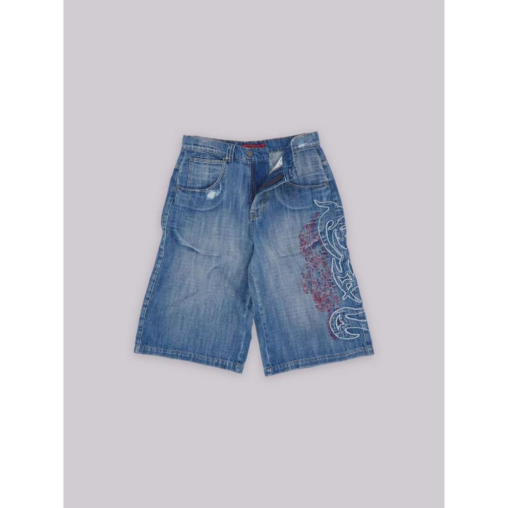 DRIPX Jorts de Mezclilla con Estampado de Letras Vintage para Mujer Negro Gótico Y2k Holgados Jorts de Mezclilla Retro Hip Hop Grunge Pierna Ancha Pantalones Cortos de Mezclilla Streetwear