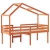 High Bed with Roof Wax Brown 75 X 190 Cm Solid Pine Wood