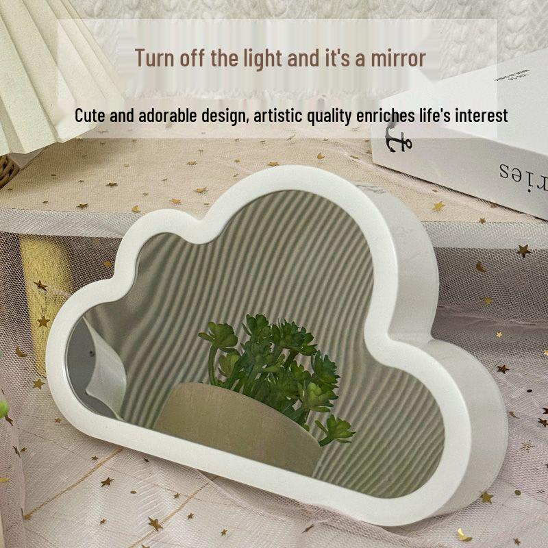 Tulip Cloud DIY Night Light with Mirror and Flower Design - Creative Desktop Ornament & Gift