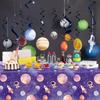 4 Pack Galaxy Tablecloth - Astronaut Rocket Table Cover - Space Planet Decorations - 86 X 51 Inch