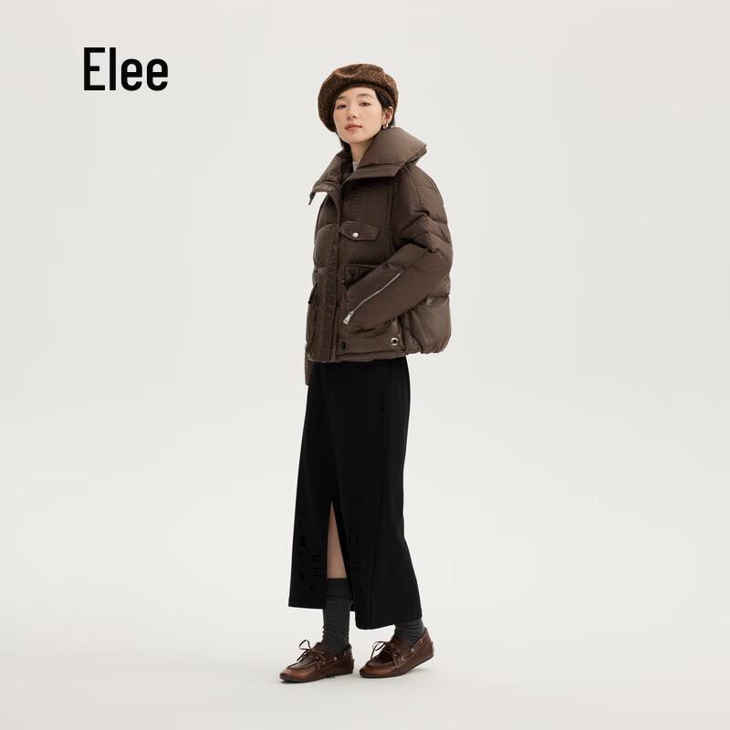 Aileiyi Women's Short Lapel Jacquard Puffer Jacket