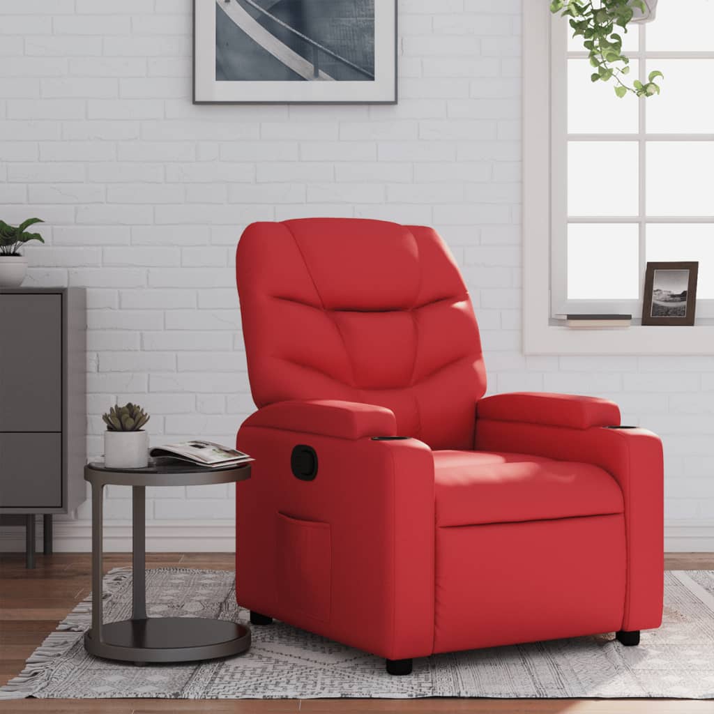 Relaxation Armchair In Red Synthetic Leather
