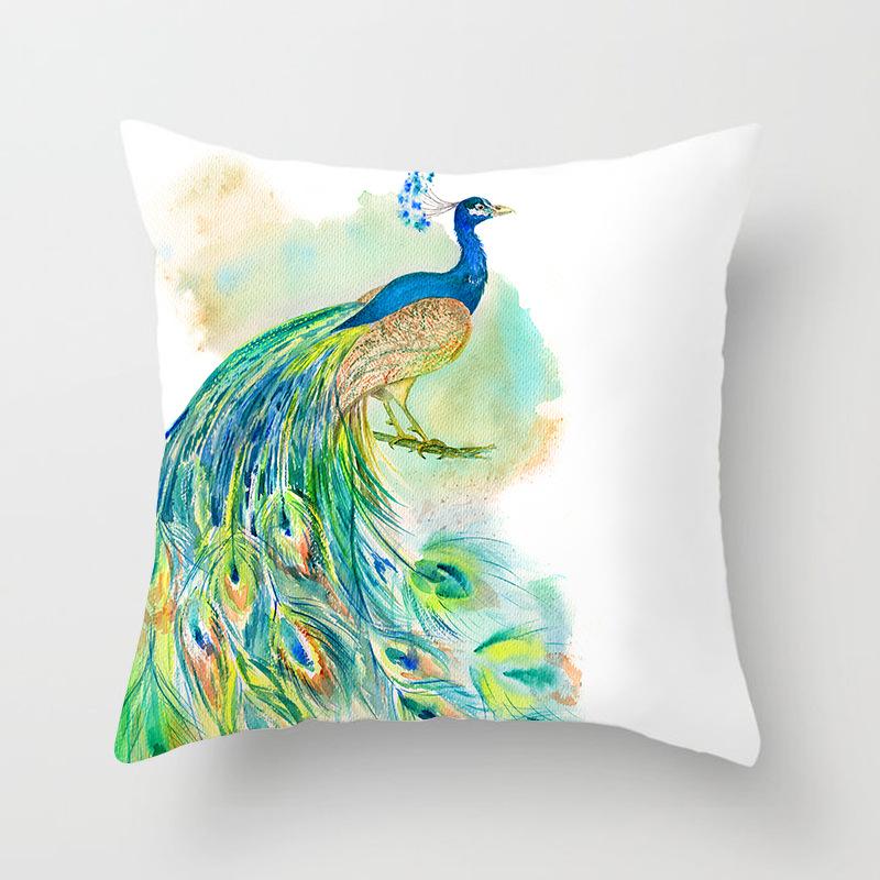New Chinese Style Classical Peacock Feather Pattern Pillowcase Car Bedroom Living Room Cushion New Chinese Style