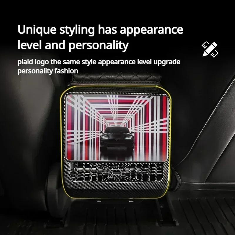 Rear Air Outlet Cover for Tesla Model 3+/Model Y Juniper Exhaust Vent PLAID Style Dustproof Protective Patch Car Accessories