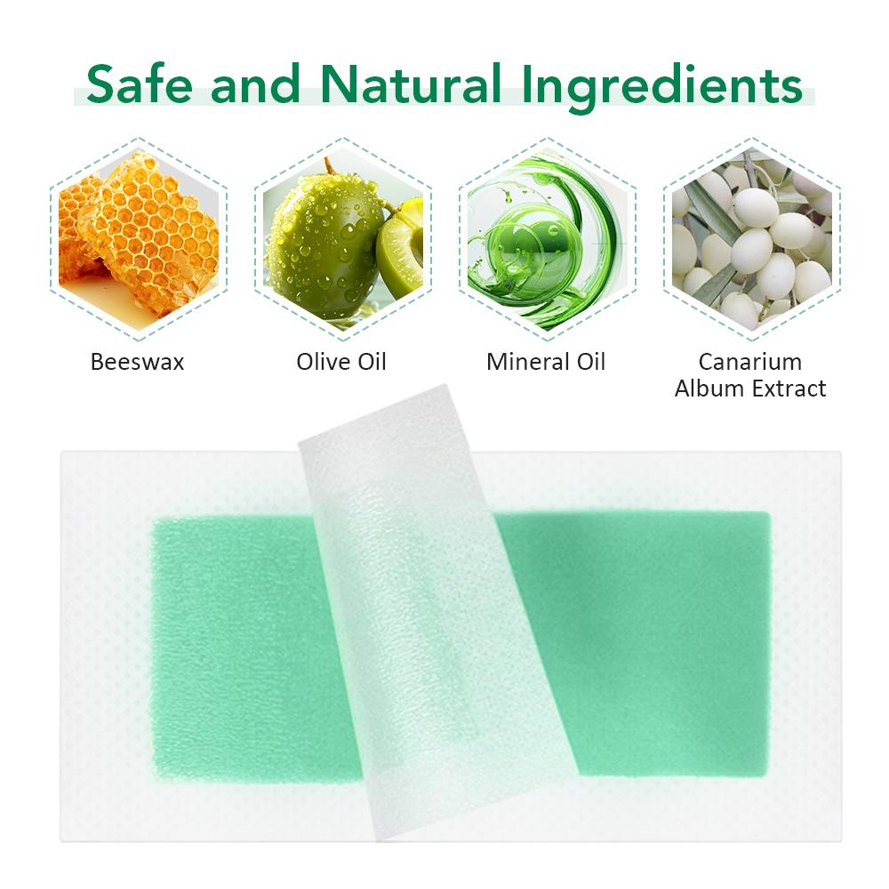 Facial Depilatory Wax Strips 30Pcs Facial Wax Strips+8 Calming Oil Wipes Hypoallergenic Eyebrow Upper Lip Hair Removal Wax Paper