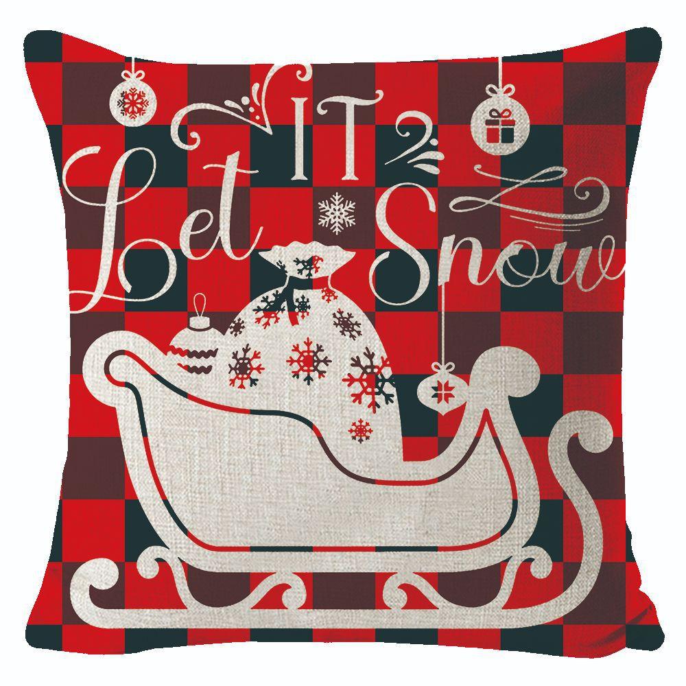 New Christmas Linen Pillow Cover Simple Sofa Pillow Home Printed Cushion Cover