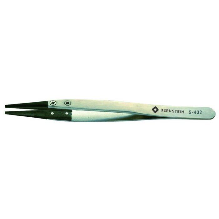 Pince brucelle de précision - BERNSTEIN TOOLS FOR ELECTRONICS - 5-432 - 125 mm - Émoussée - Gris
