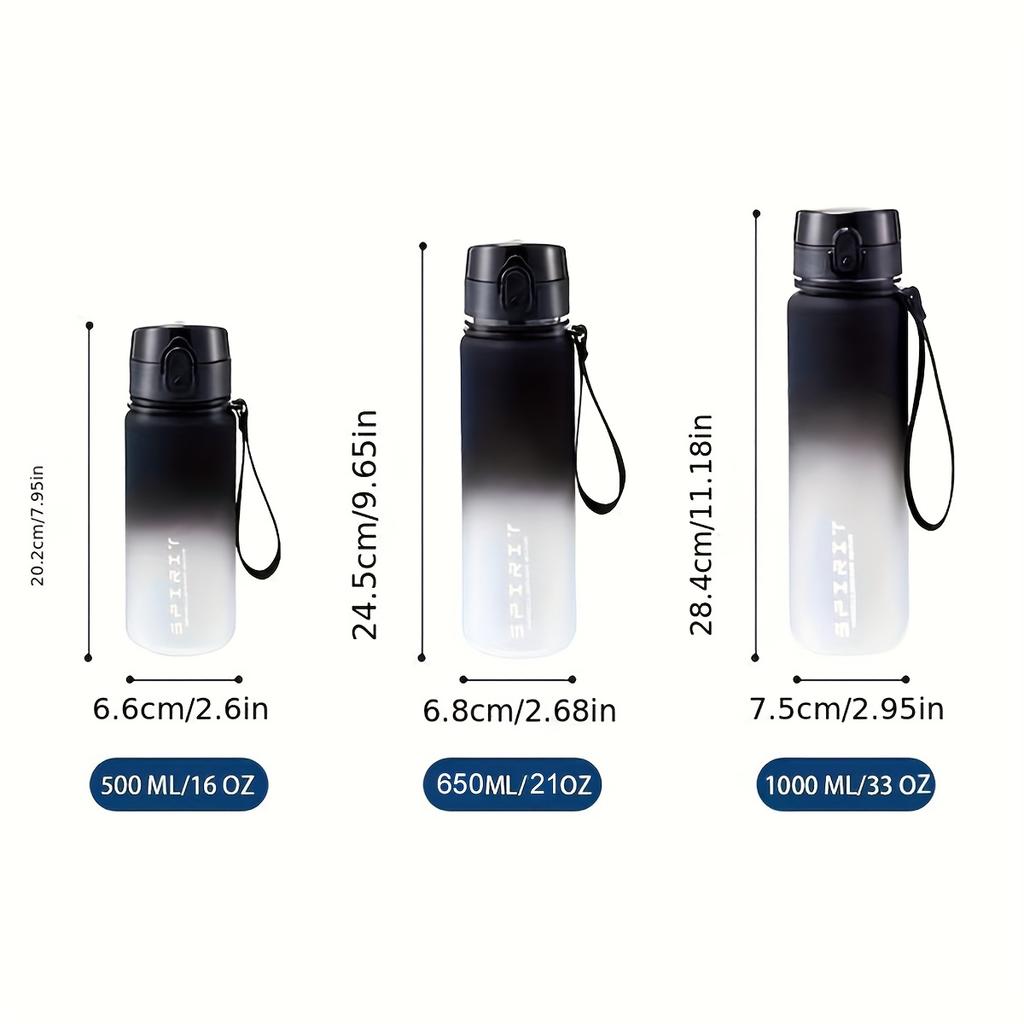 1ks, 500ml/650ml/1000ml přenosná sportovní fitness cestovní láhev na vodu, láhev na vodu, barevné plastové láhve na pití s přechodem