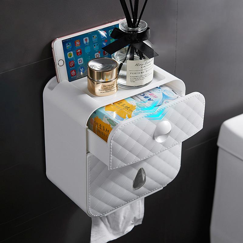 MENGNI Portable Toilet Paper Holder Leather Double Storage Box Waterproof Paper Dispenser For Toilet Home Bathroom Accessories