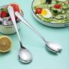 2 uds cuchara dorada para ensalada, tenedor, cuchara para ensalada, juego de cubiertos de acero inoxidable, juego de cuchara de servicio, cuchara única colorida, herramienta de cocina