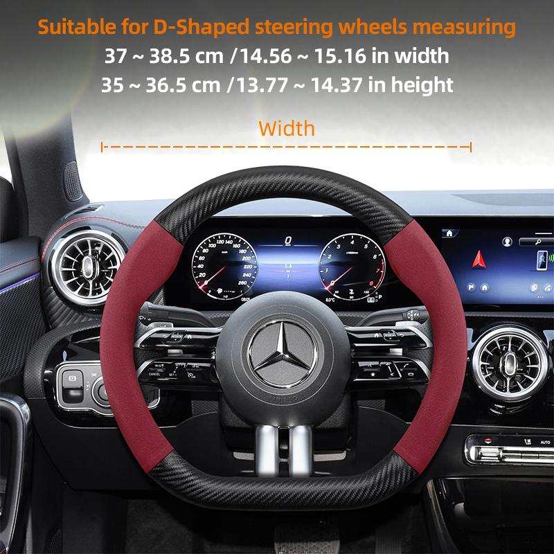 Suitable for Mercedes-Benz Suede Matte Carbon Fiber Texture Steering Wheel Cover Suitable for E Class S C a Glc Suv Eqc Gle Gla Eqe Amg Eq E63 Maybach