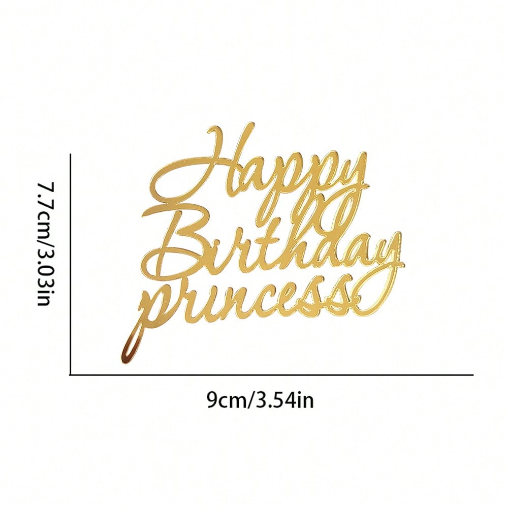 5 Stück Gold Silber Happy Birthday Prinzessin Kuchenaufsätze für Geburtstagsmädchen Damen Party Kuchen Dekoration Zubehör