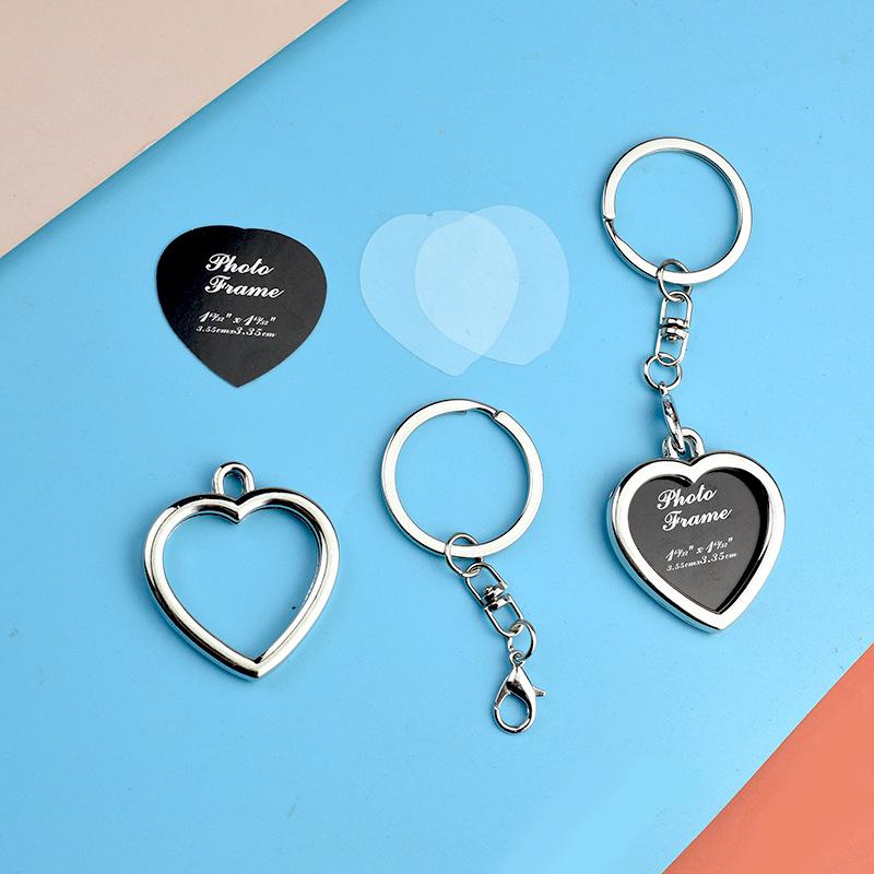 Double-Sided Heart-Shaped Photo Keychain - Couples' Keepsake Gift