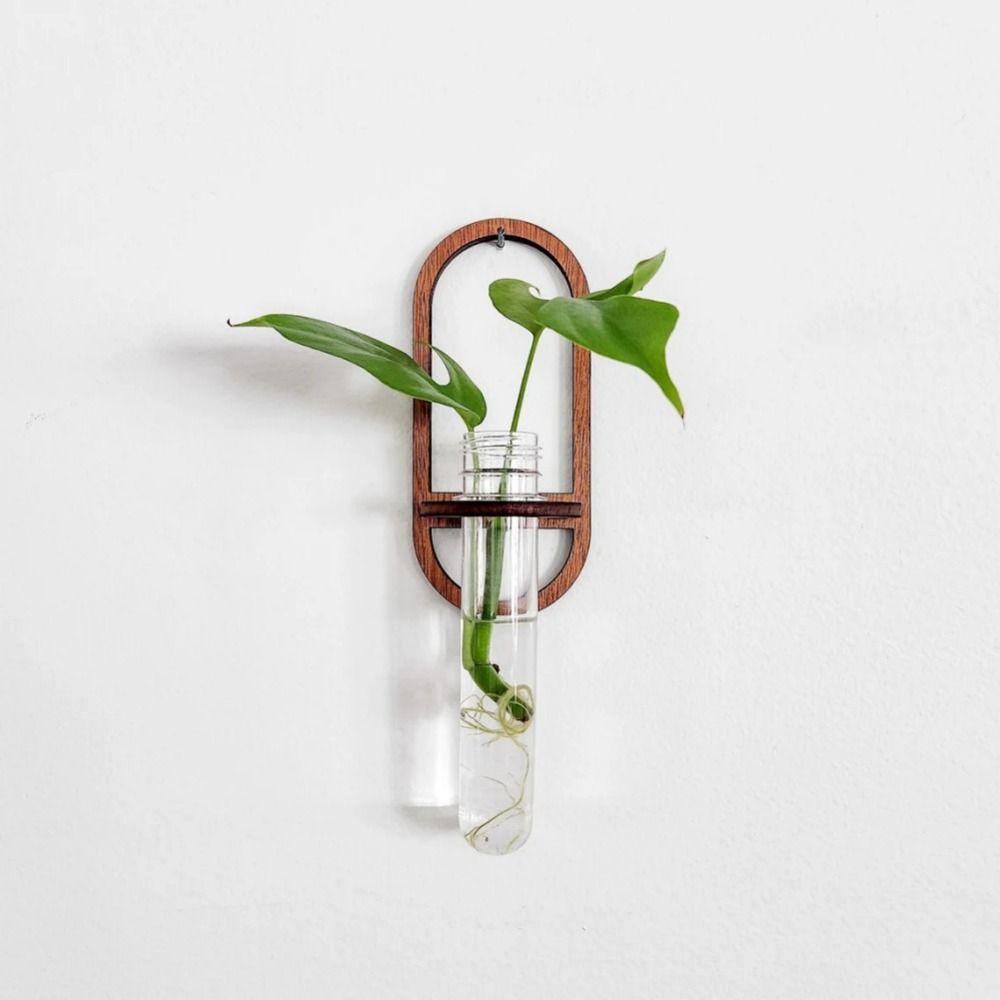 Wall Hanging Wall  Vase Durable Plant Holder Pendant Wood Hydroponic Plant Rack  Artificial Flower