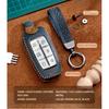SANRILY FLL Production Leather Key Fob Cover for Genesis GV80 2021 2022 G80 GV70 G90 G70 Keyless 4/6/8 Button Key Case Shell with Keychain Brown
