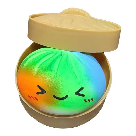 Smiling Steamed Bun Stress Ball Anti-Anxiety Multicolor Cartoon with Steamer Dumpling Squeeze Toy Soft Simulated Dough