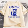 Rizz Em with The Tism Ferret T Shirt Funny Romantic Autism Tshirt Silly Retro 90s Tshirt Cotton Short Sleeve Mens Clothes Tops