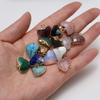 3Pcs, Heart Crystal Pendant with Golden Edging, Faceted Natural Stone Lapis Lazuli Malachite Turquoise Charms for Jewelry Making DIY Crafts 18×18mm