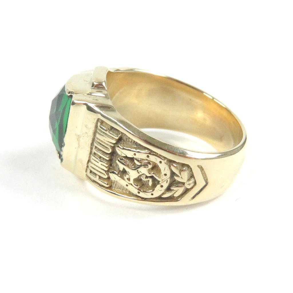 Great Sympathy of Soul Ring PHILLIP COLLEGE RING College Ring Gold Green 10K Mens Used