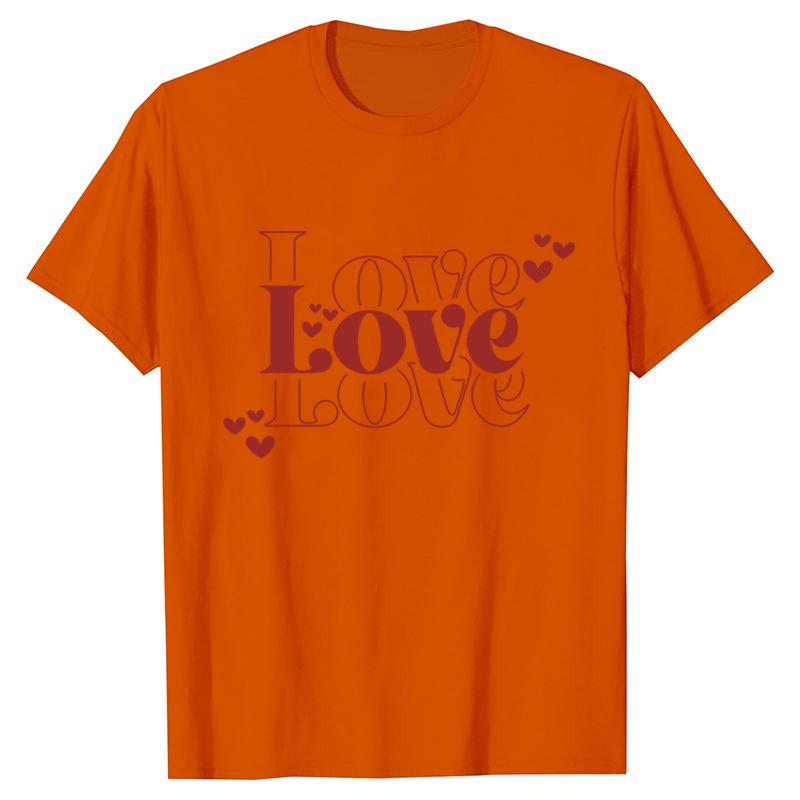 Funny Valentine Printed Couple's Versatile Casual Top Fashion High Street T-Shirts Women’s