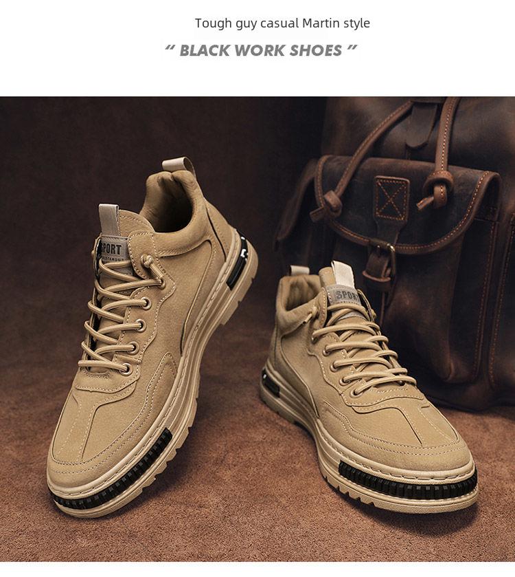 Botas de Trabajo Transpirables de Otoño para Hombre - Resistentes al Desgaste, Modernas, Zapatos de Tablero Casuales Negros para Combinar con Todo