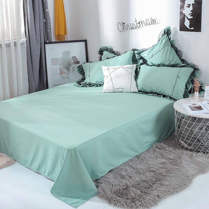 4 PCS Elegant Lace Cotton Bedding Set Bed Sheet Bed Cover Queen/king Size Solid Color Quilt Cover