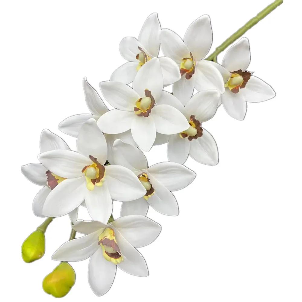One Artificial Cymbidium Hookerianum 10 Heads Simulated Vanda Cymbidium Tropical Phalaenopsis Tiger Orchid Plant