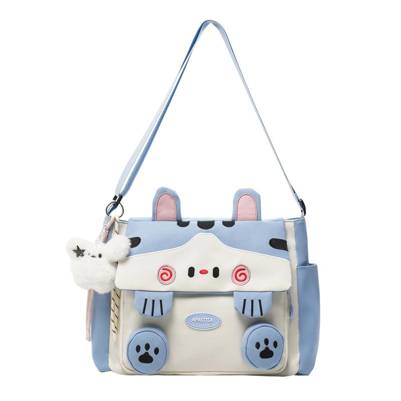 Cartoon-Katze Messenger Bag Damen Große Kapazität Umhängetasche Student Handtasche