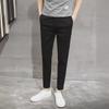 Men's Black Slim-Fit Nine-Point Casual Pants - Korean Style for Spring and Summer
